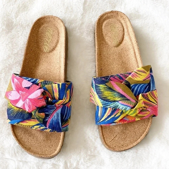 Aerie Tropical palm print slide sandals - Picture 2 of 8